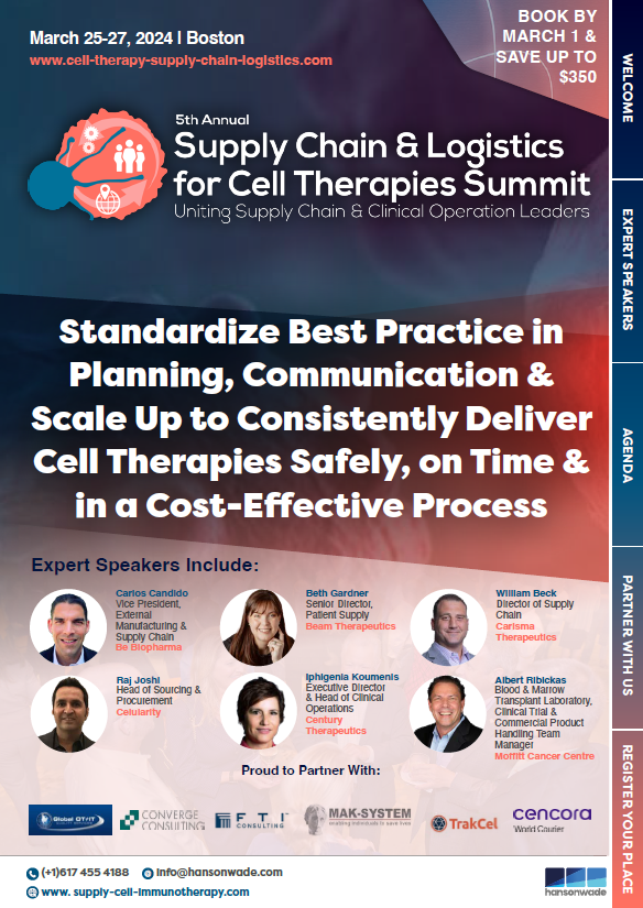5th Supply Chain & Logistics for Cell Therapies Summit Brochure Cover